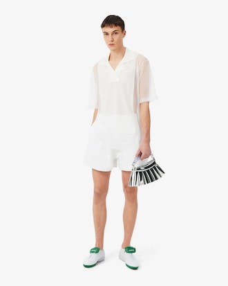 Runway Loose Fit Polohemd van Doorzichtige Piqu&eacute; Breistof