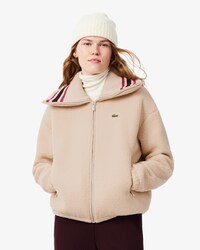 Oversized Sherpa Jack met Gestreepte Geribbelde Kraag