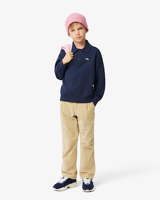 Langmouwig Poloshirt van Katoen- en Wolmix