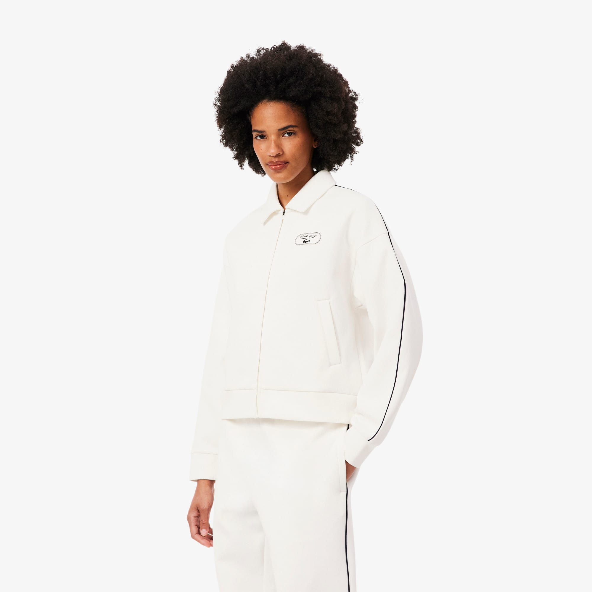 twill☆2026完売品☆Cotton Sweat Pullover ホワイト Tennis Heritage Zipped Badge Accent Sweatshirt - undefined - Nieuw