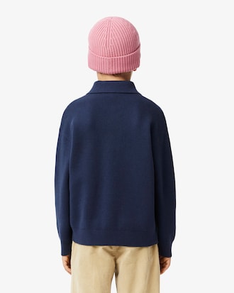 Langmouwig Poloshirt van Katoen- en Wolmix