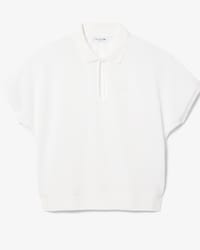 Relaxed Fit Vloeiend Piqu&eacute; Polohemd met Geschulpte Versiering