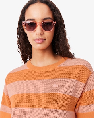 Gestreept T-shirt-Jurk van Mesh Breistof