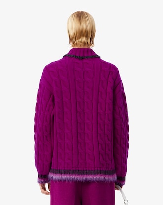 Runway Wollen Gebreide Kabelsweater met Polokraag