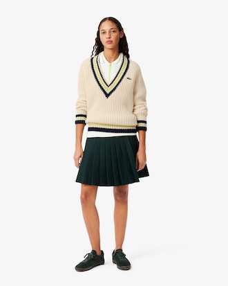 Oversized Wollen Tennissweater met V-hals