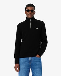 Sweater van Gekaarde Wol met Hoge Hals en Rits