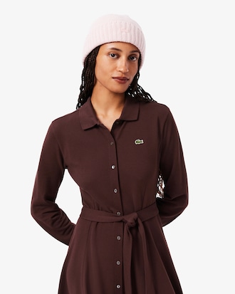 Petit Piqu&eacute; Dress met Riem en Polokraag