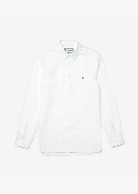 Camisa Lacoste branca em tecido grosso