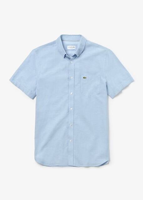 Camisa Lacoste de mangas curtas em azul-c&eacute;u
