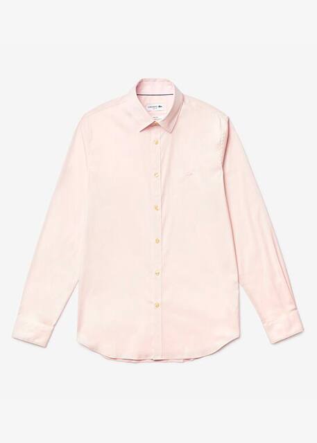Camisa Lacoste de corte justo em rosa p&aacute;lido