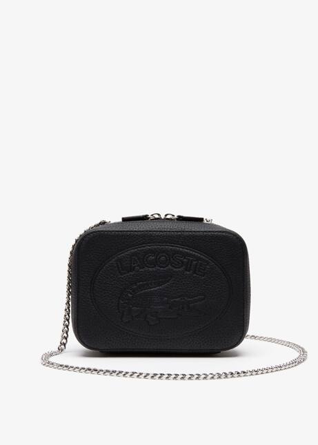 Lacoste women&rsquo;s zip-up shoulder bag in full-grain leather
