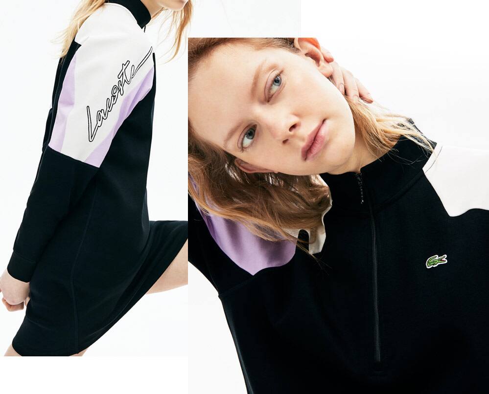 Vestido-sweatshirt em molet&atilde;o com fecho