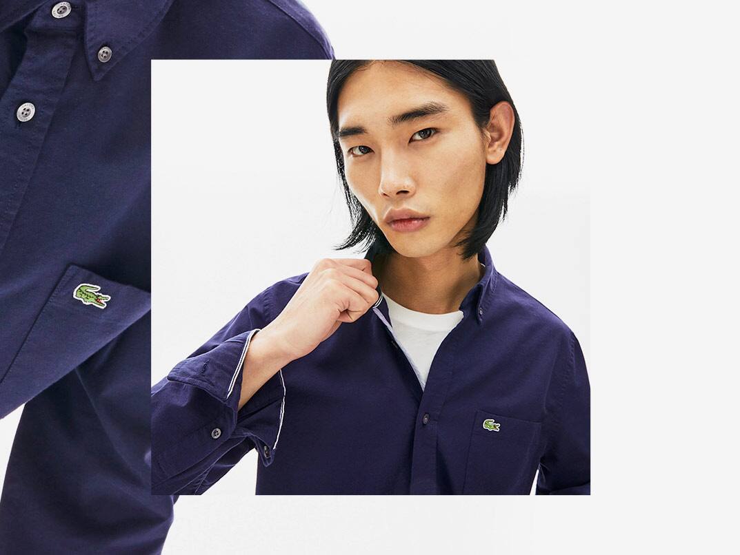 Camisa casual Lacoste em azul-marinho