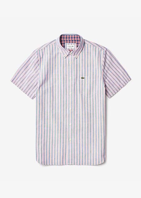 Camisa Lacoste de mangas curtas &agrave;s riscas