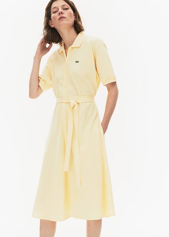 Vestido-polo comprido e com cinto