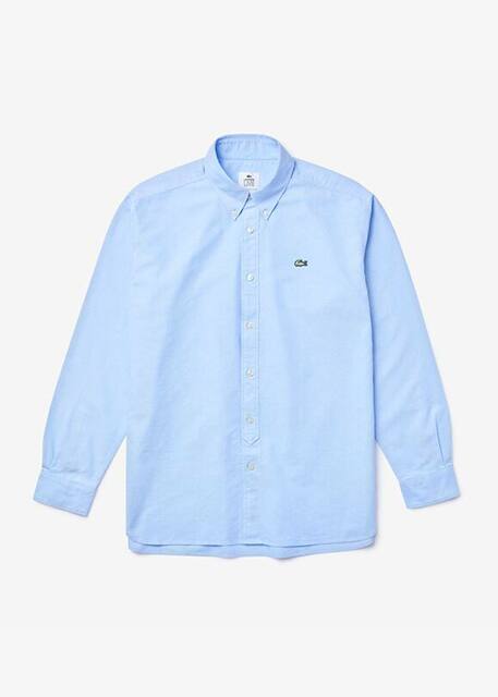 Camisa Lacoste 'oversize' de algod&atilde;o em azul-c&eacute;u