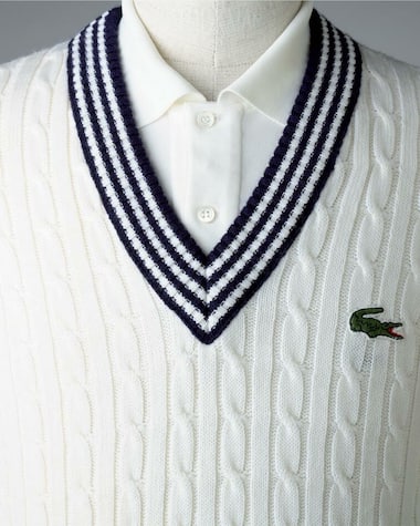 Sweater em malha de cabo com gola em bico de t&eacute;nis, 1979-1980, &copy; J&eacute;r&eacute;my Bailey