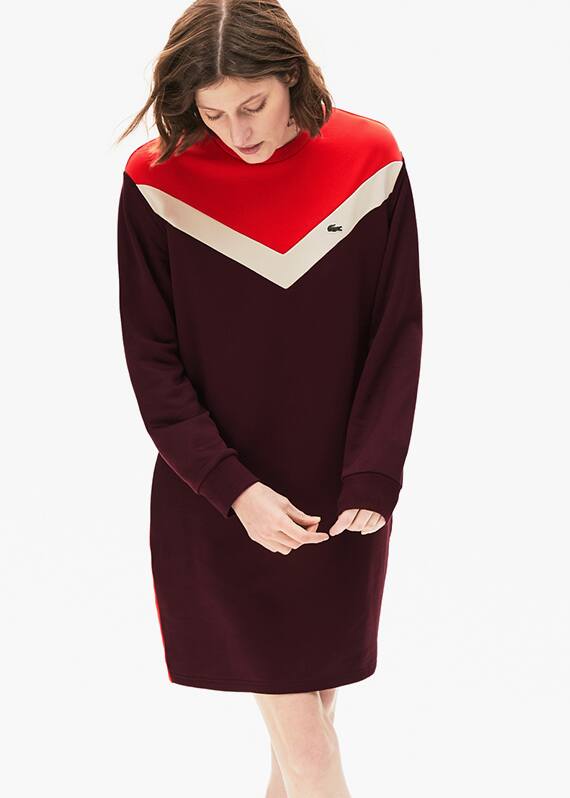 Vestido-sweatshirt em molet&atilde;o com color block