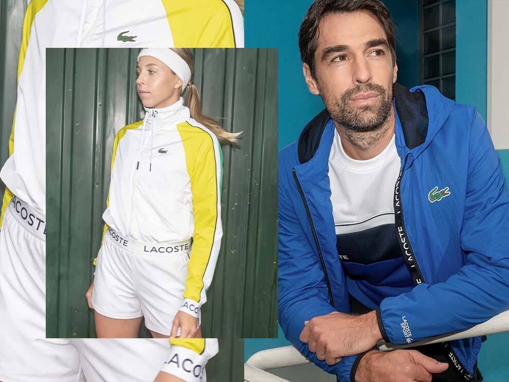 Anett Kontaveit e J&eacute;r&eacute;my Chardy vestem e jogam com a nova cole&ccedil;&atilde;o Lacoste Sport.