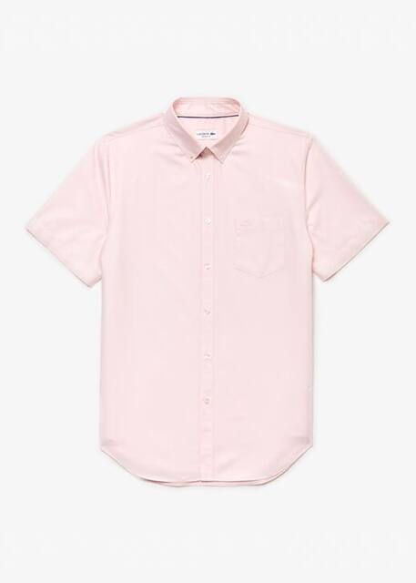 Lacoste short-sleeved lightweight pale pink shirt