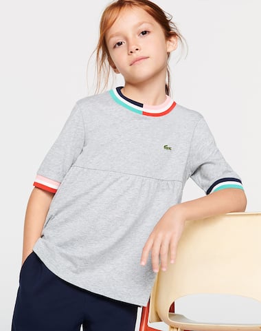 Camisa Lacoste de mangas compridas em algodão pinpoint rosa claro