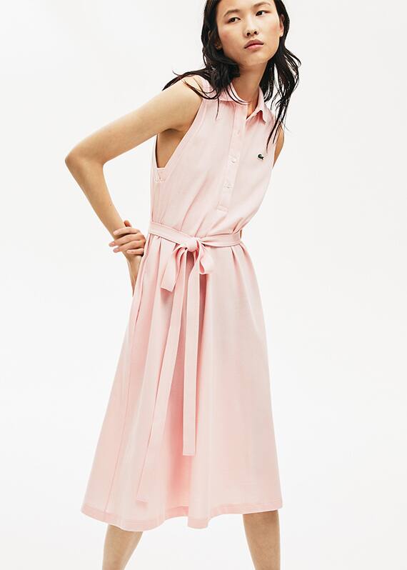 Vestido-polo sem mangas e com cinto