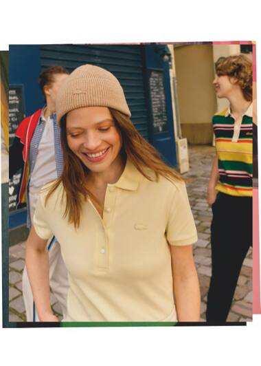 M&eacute;lanie Thierry veste o p&oacute;lo amarelo de manga curta da Lacoste