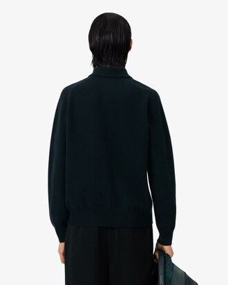 Sweater Runway de Lã Feltrada com Colarinho de Polo