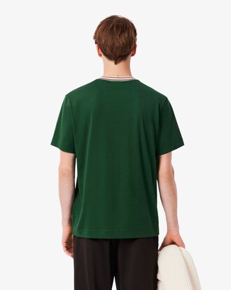 T-shirt com Gola às Riscas de Fabrico Francês