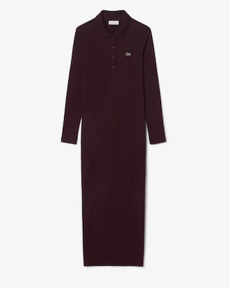 Vestido Slim Fit com Gola de Polo em Algod&atilde;o Canelado
