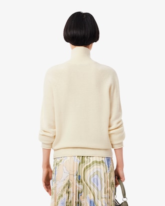 Sweater de Gola Alta em Lã Cardada