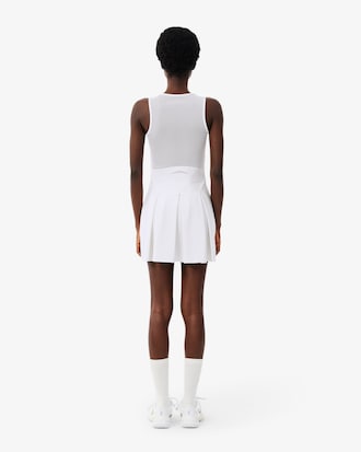 Vestido de T&eacute;nis El&aacute;stico e Plissado com Tecido Duplo