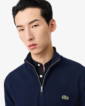 Sweater de Gola Alta em Algod&atilde;o e com Fecho