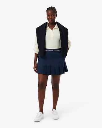 Saia Curta Plissada em Mistura de Lã