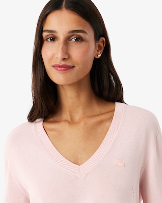 Sweater de Malha sem Costuras com Decote em V