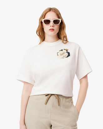 T-shirt de Algodão Oversize com Estampado Floral
