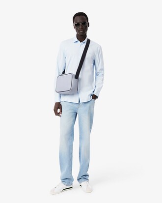 Camisa em Popelina Elástica às Riscas Slim Fit