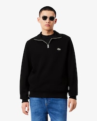 Sweatshirt em Interlock com Gola Alta e Fecho
