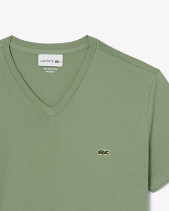 T-shirt de Algodão Pima com Decote em V Leve