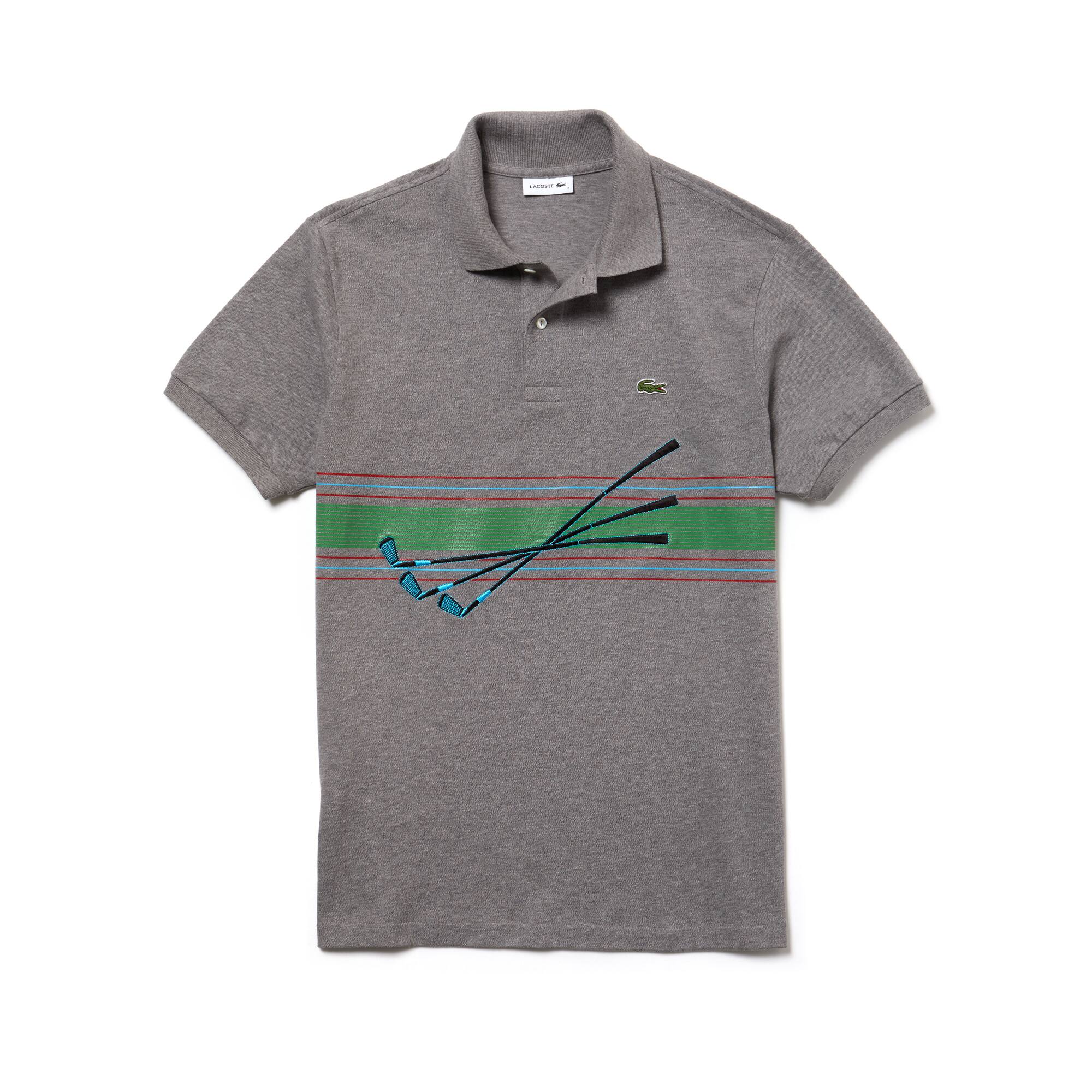 Polo em piqu&eacute; de algod&atilde;o com bordado do desfile da Lacoste para homem