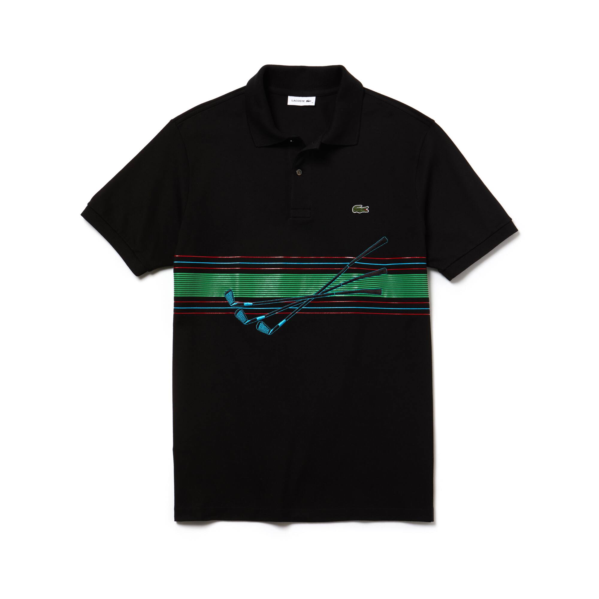 Polo em piqu&eacute; de algod&atilde;o com bordado do desfile da Lacoste para homem