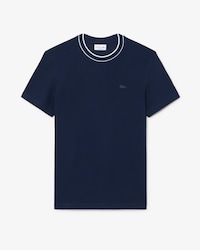 T-shirt Piqu&eacute; El&aacute;stico com Colarinho &agrave;s Riscas