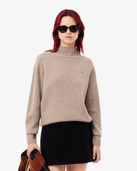 Sweater de Gola Alta em Malha de Caxemira 3D