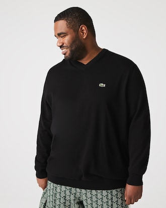 Sweater Monocromática de Algodão com Decote em V