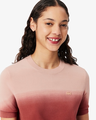 Sweater de Manga Curta com Efeito Ombré