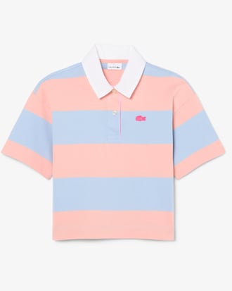 Polo de Rugby Oversize Listrado em Algod&atilde;o