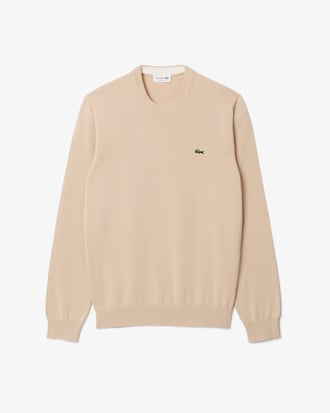 Sweater de Algodão Monocromática com Decote Redondo