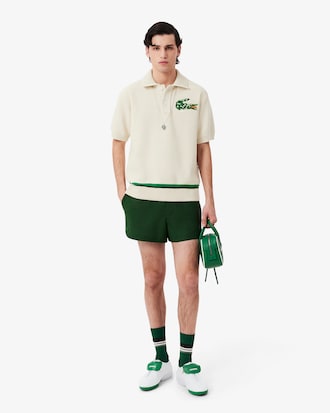 Sweater Runway em Piqu&eacute; com Gola de Polo e Crocodilo Floral