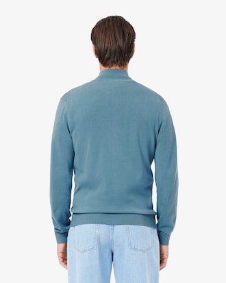 Sweater de Gola Alta em Algodão e com Fecho