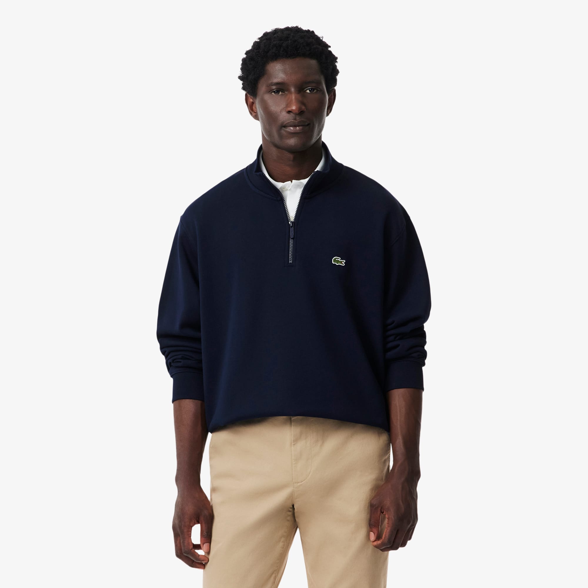 Sweatshirt em felpa com zip e gola alta - Sweatshirts para homem